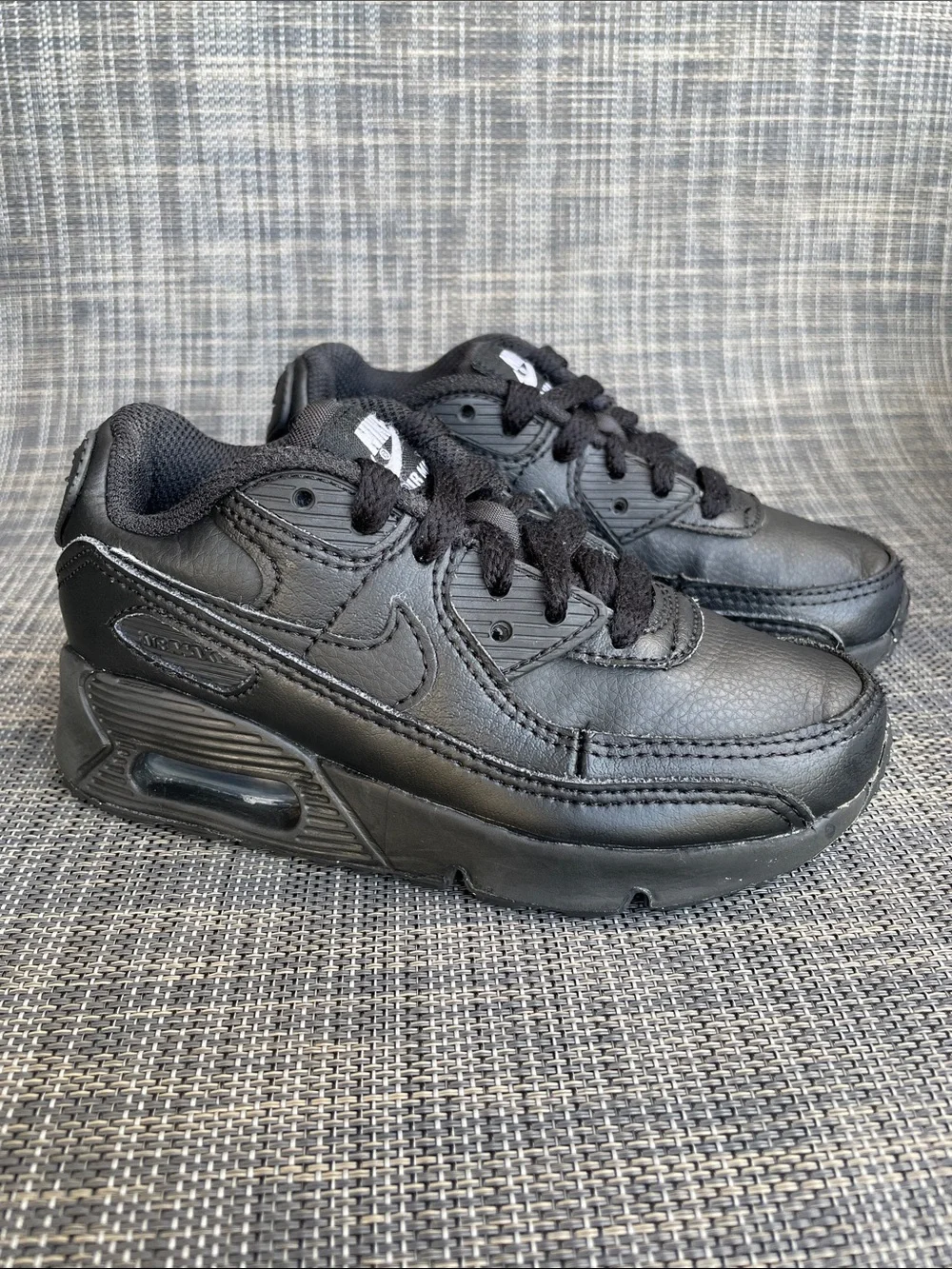 Nike Air Max 90 LTR Toddler Sneakers all-black leather Shoes size 10.5